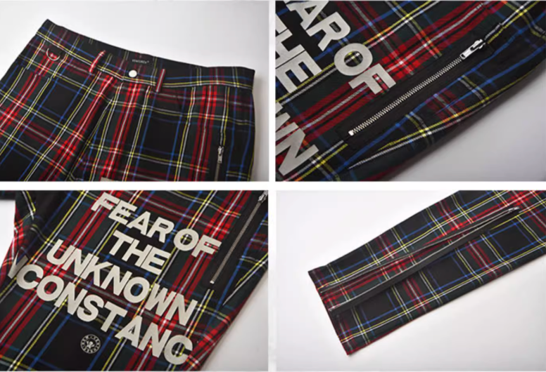 VENTUREK Tartan Check Destroyed Zipper Slim Pants | Face 3 Face