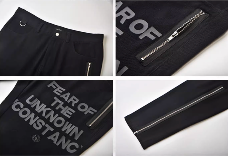 VENTUREK Washed Black Destroyed Zipper Slim Pants | Face 3 Face