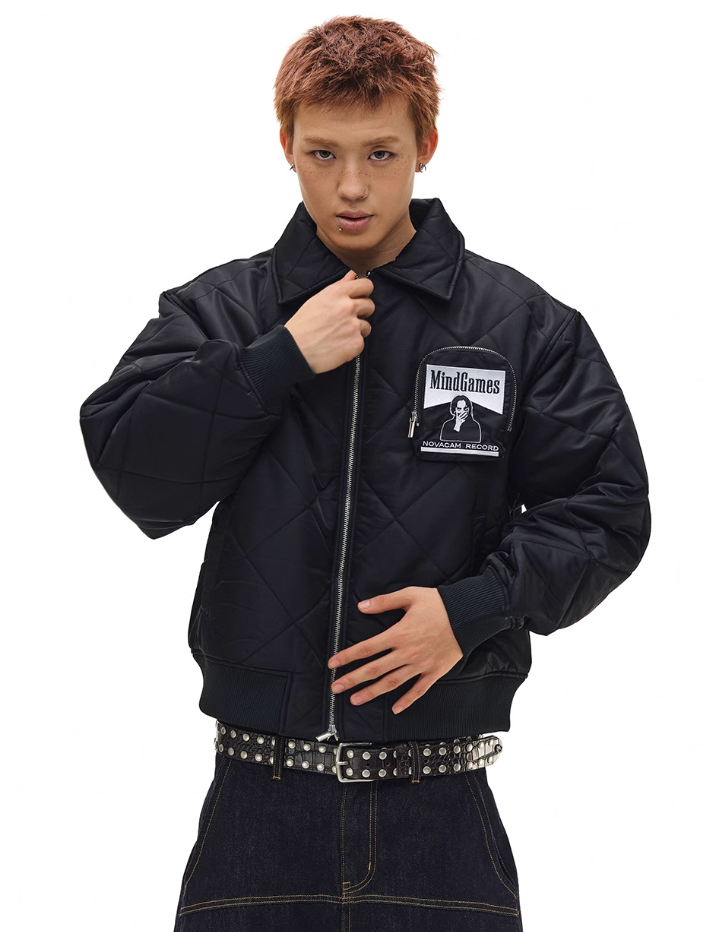 NOVACAM Diamond Plaid Quilted Puffer Jacket | Face 3 Face