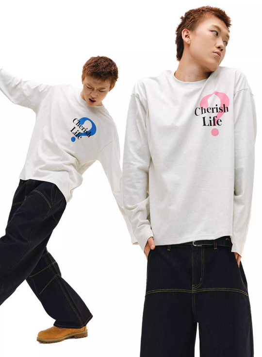 NOVACAM Question Mark Print Long Sleeve Tee | Face 3 Face