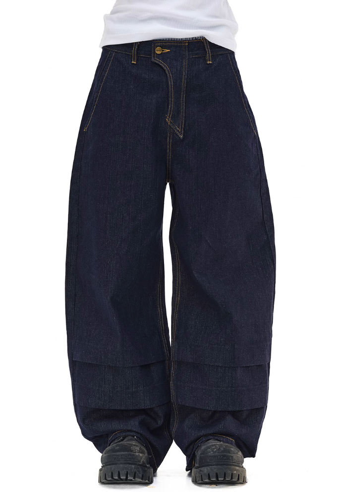 NOVACAM Blade Detail Folded Baggy Jeans | Face 3 Face
