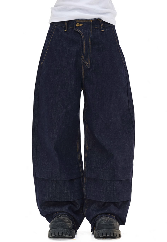 NOVACAM Blade Detail Folded Baggy Jeans | Face 3 Face
