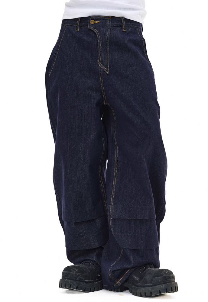 NOVACAM Blade Detail Folded Baggy Jeans | Face 3 Face