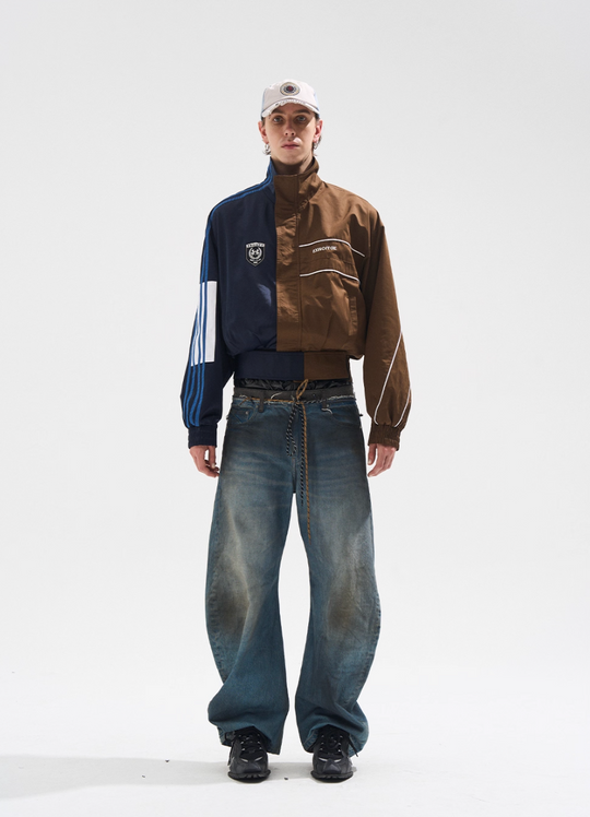 BLIND NO PLAN Color Clash Short Track Jacket | Face 3 Face