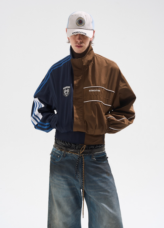 BLIND NO PLAN Color Clash Short Track Jacket | Face 3 Face