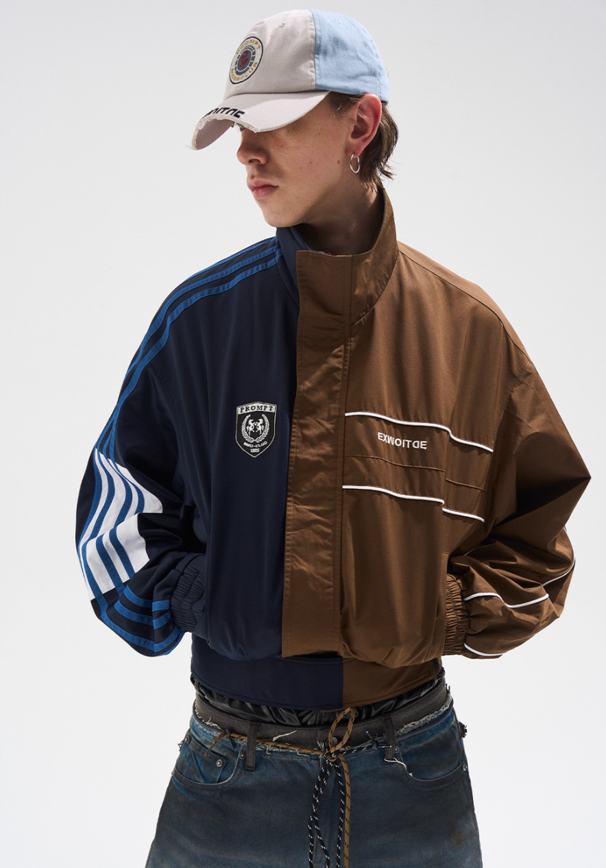 BLIND NO PLAN Color Clash Short Track Jacket | Face 3 Face