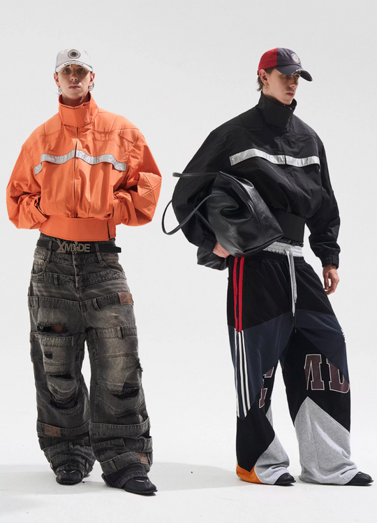 BLIND NO PLAN Reflective Stripes Short Jacket | Face 3 Face