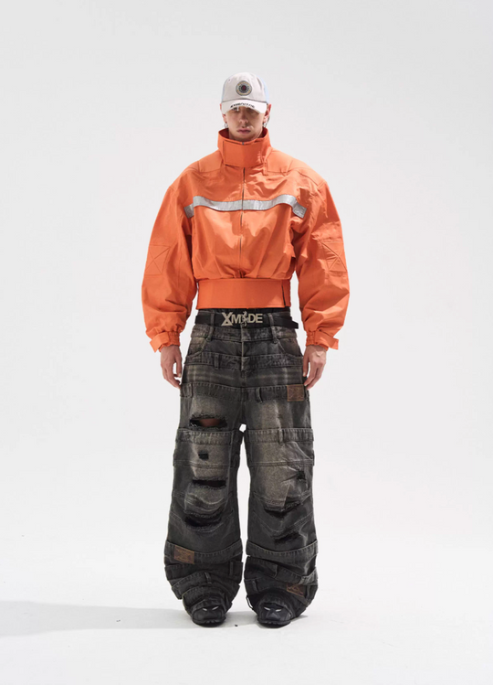 BLIND NO PLAN Reflective Stripes Short Jacket | Face 3 Face