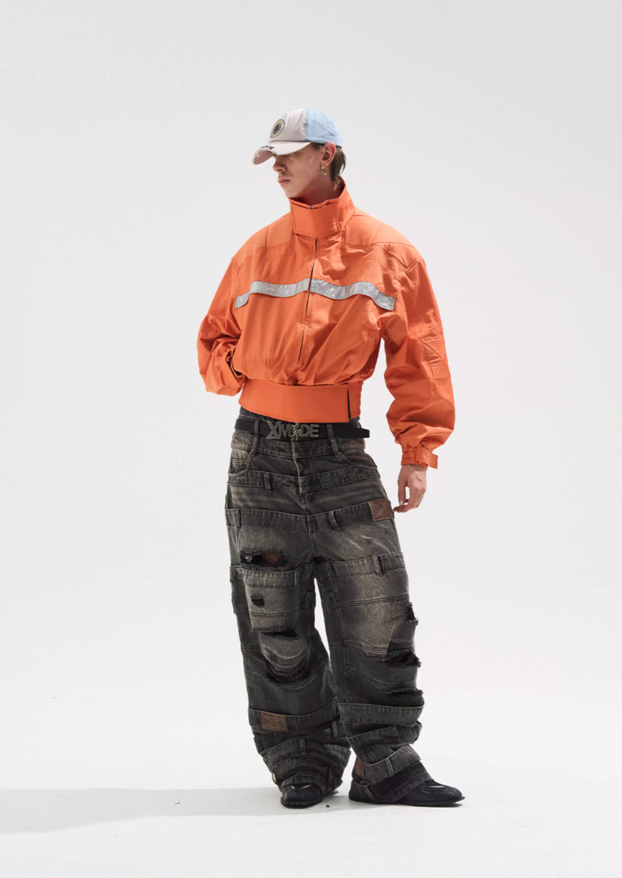 BLIND NO PLAN Reflective Stripes Short Jacket | Face 3 Face