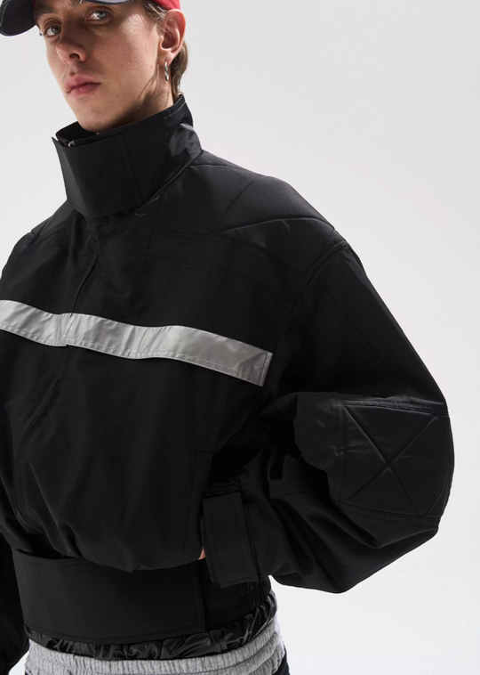 BLIND NO PLAN Reflective Stripes Short Jacket | Face 3 Face