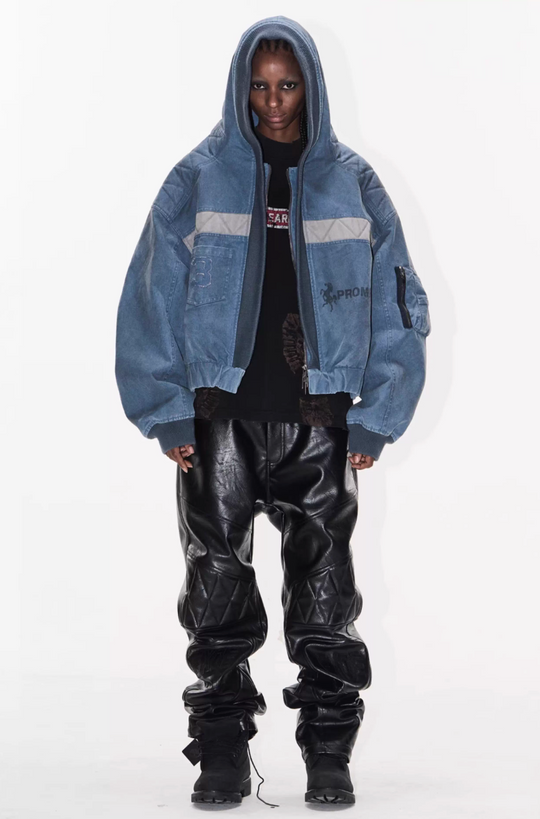 BLIND NO PLAN Washed Distressed MA-1 Work Jacket | Face 3 Face