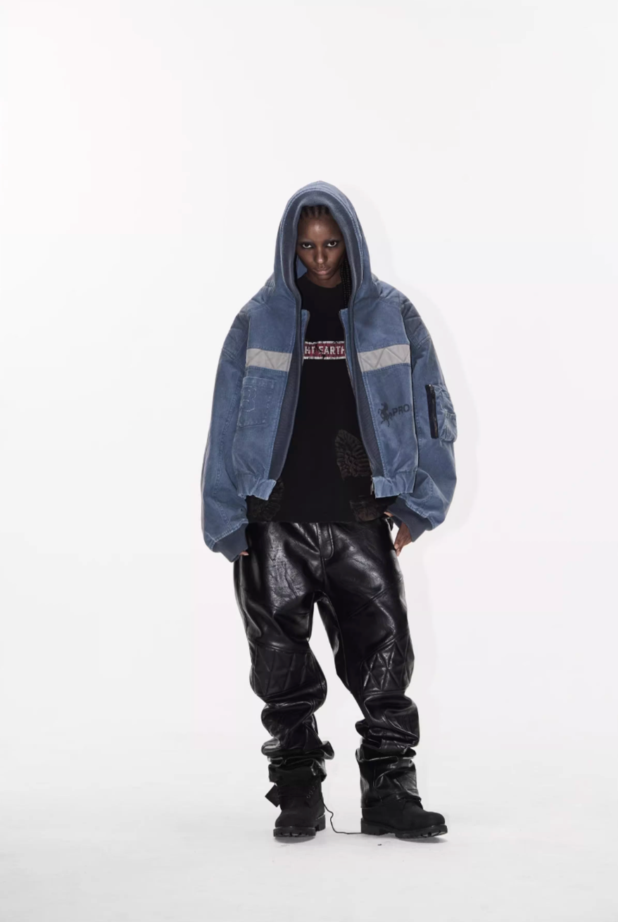 BLIND NO PLAN Washed Distressed MA-1 Work Jacket | Face 3 Face