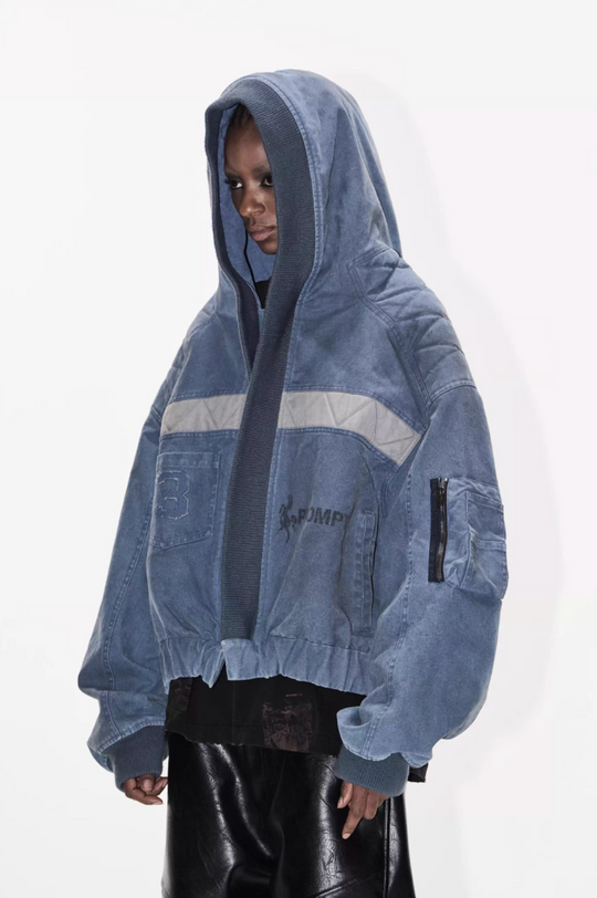 BLIND NO PLAN Washed Distressed MA-1 Work Jacket | Face 3 Face