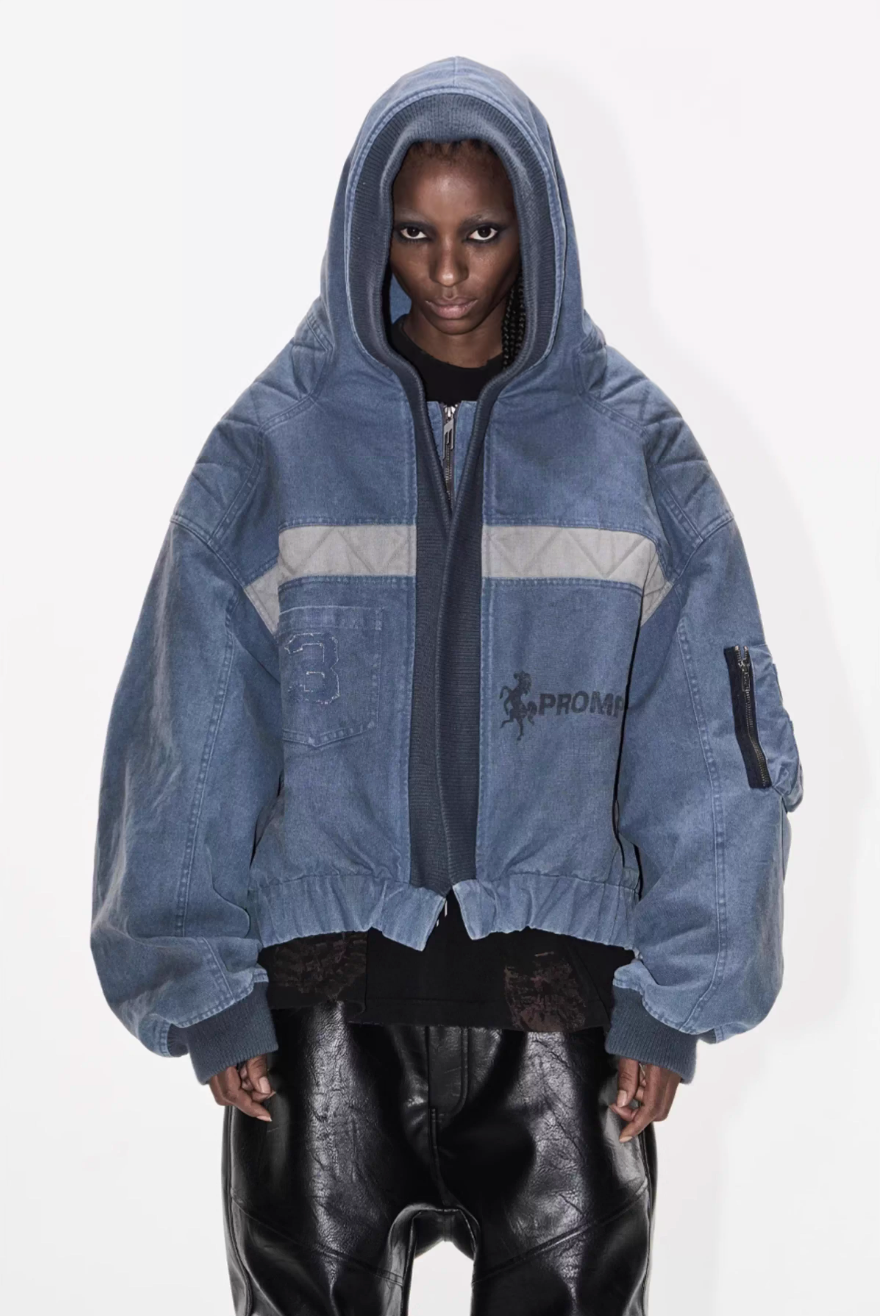 BLIND NO PLAN Washed Distressed MA-1 Work Jacket | Face 3 Face