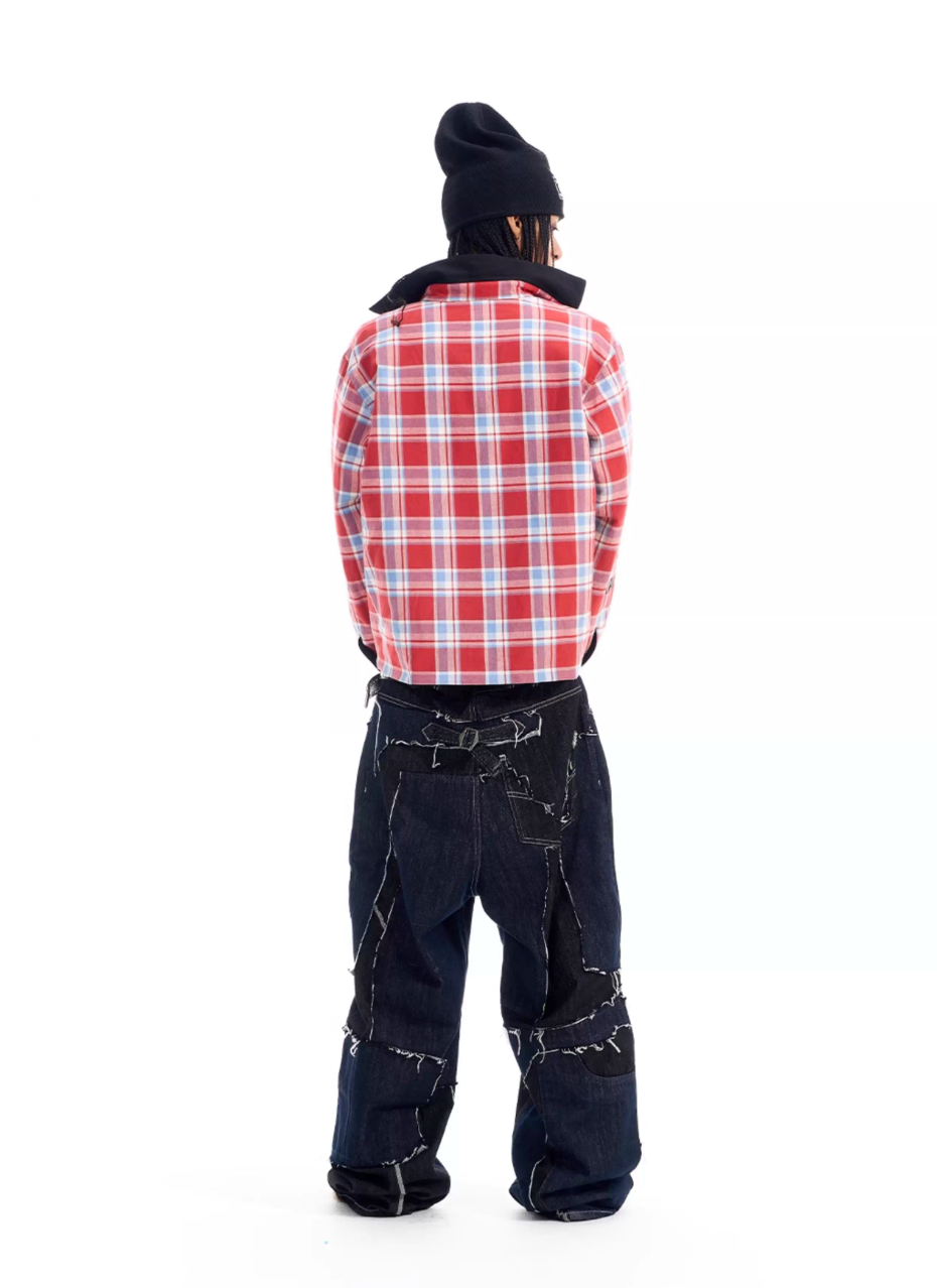 BLIND NO PLAN Reversible Plaid Long Sleeve Shirt Jacket | Face 3 Face