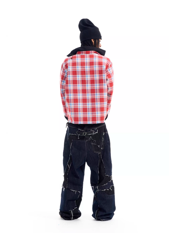 BLIND NO PLAN Reversible Plaid Long Sleeve Shirt Jacket | Face 3 Face