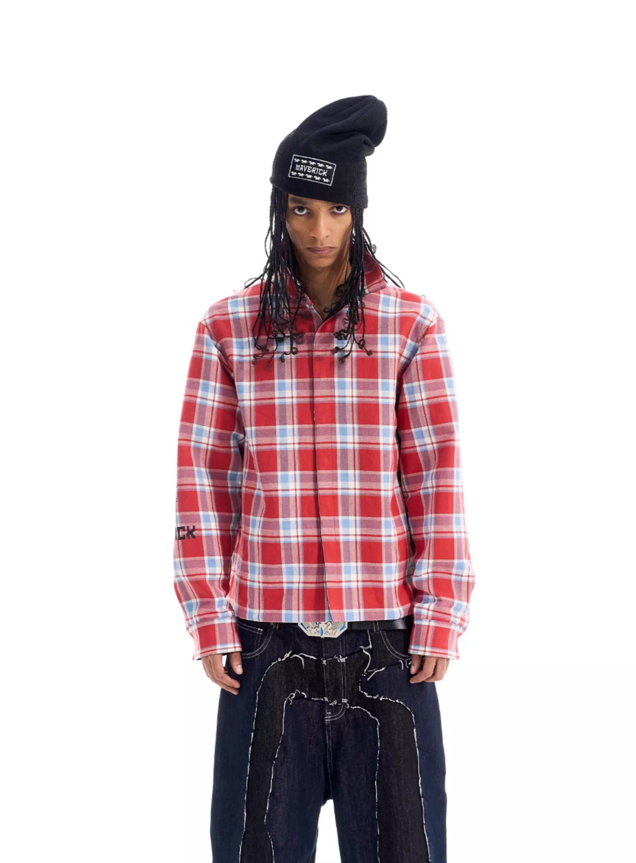 BLIND NO PLAN Reversible Plaid Long Sleeve Shirt Jacket | Face 3 Face