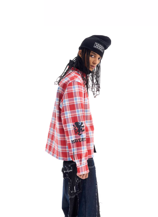 BLIND NO PLAN Reversible Plaid Long Sleeve Shirt Jacket | Face 3 Face