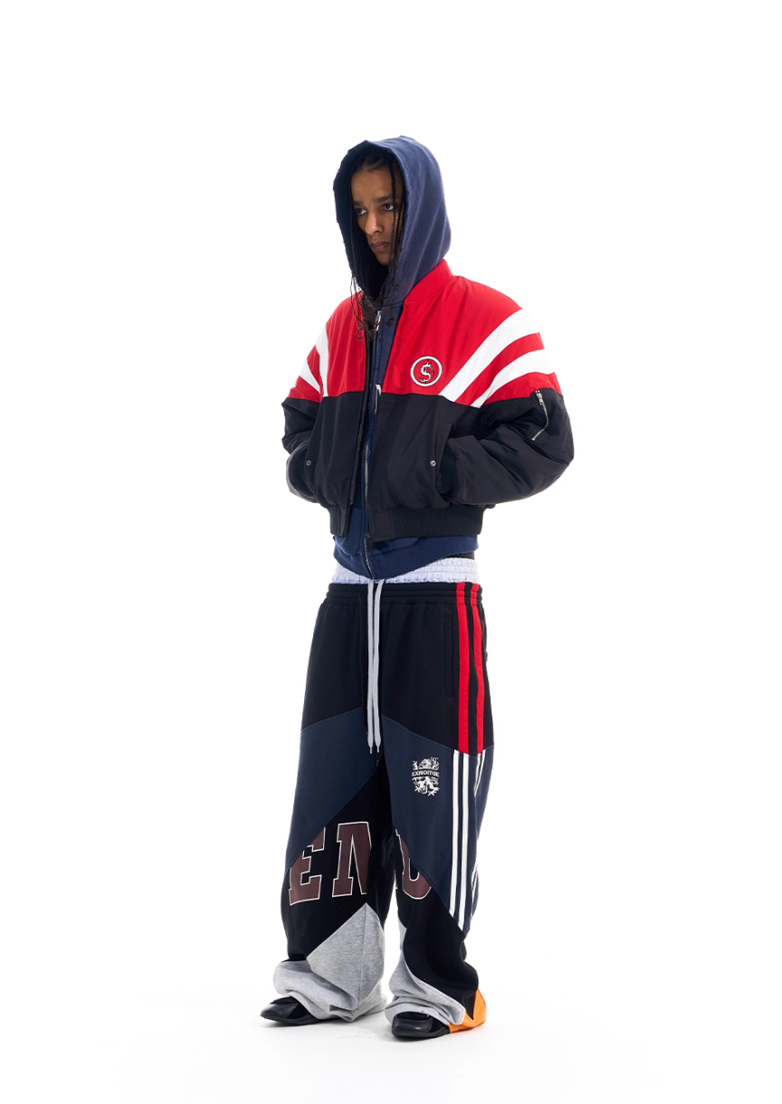 BLIND NO PLAN Contrast Color Sports Bomber Jacket | Face 3 Face