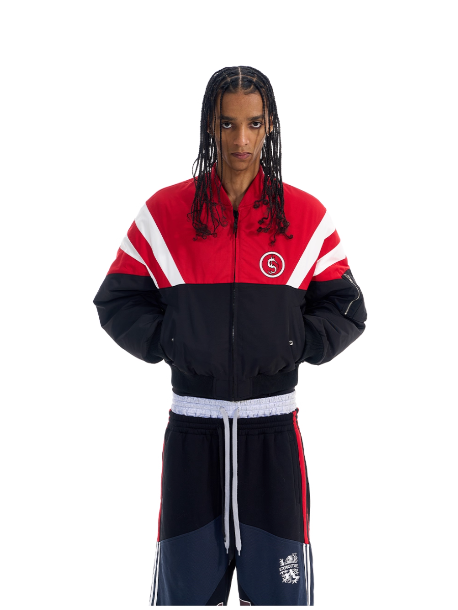 BLIND NO PLAN Contrast Color Sports Bomber Jacket | Face 3 Face