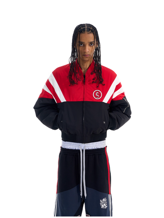 BLIND NO PLAN Contrast Color Sports Bomber Jacket | Face 3 Face