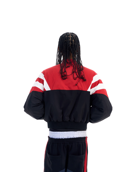 BLIND NO PLAN Contrast Color Sports Bomber Jacket | Face 3 Face