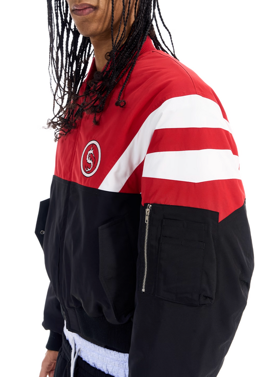 BLIND NO PLAN Contrast Color Sports Bomber Jacket | Face 3 Face