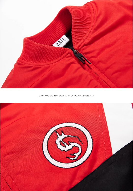 BLIND NO PLAN Contrast Color Sports Bomber Jacket | Face 3 Face
