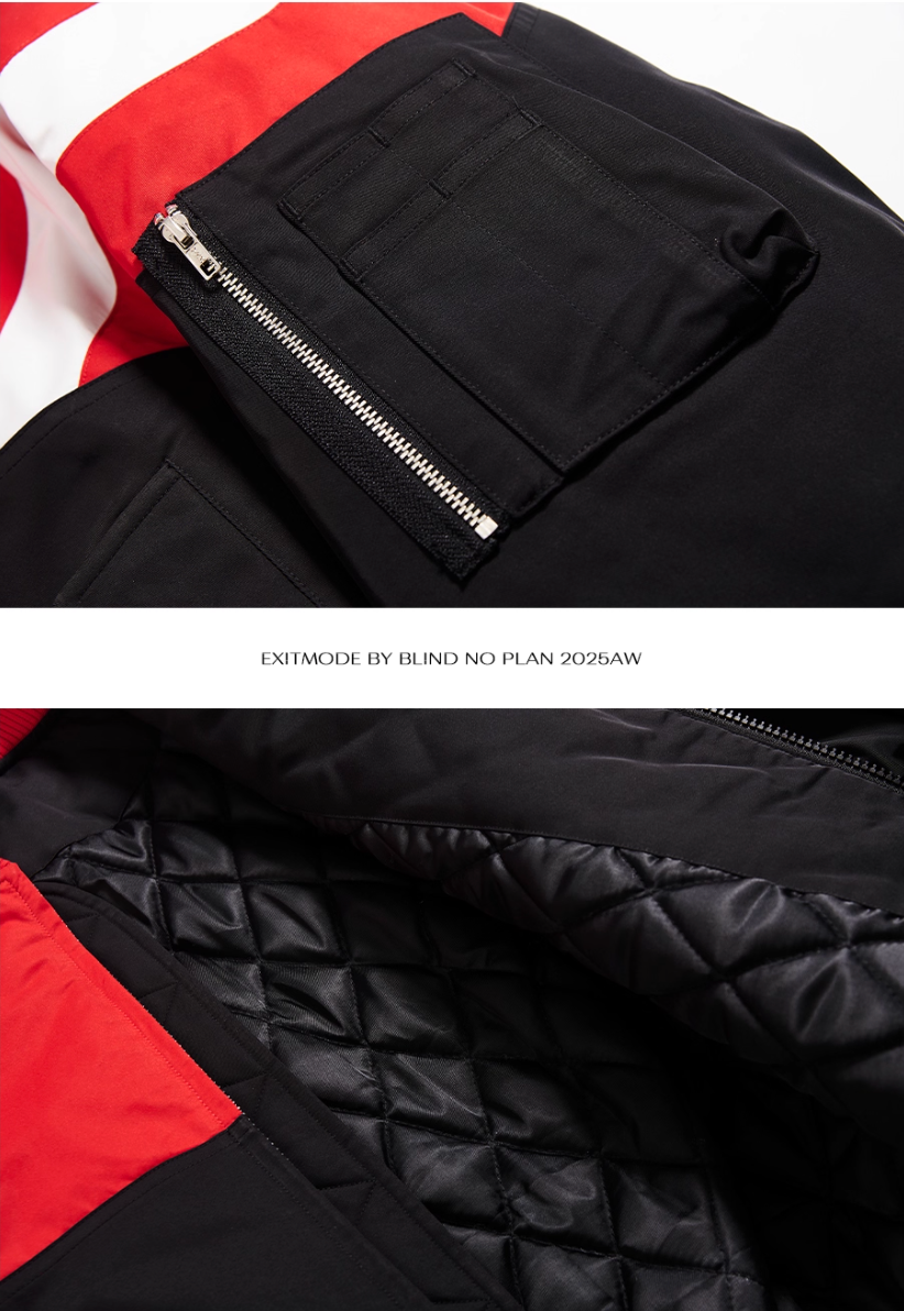 BLIND NO PLAN Contrast Color Sports Bomber Jacket | Face 3 Face