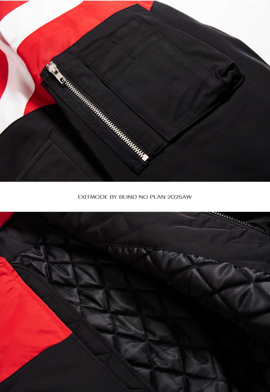 BLIND NO PLAN Contrast Color Sports Bomber Jacket | Face 3 Face