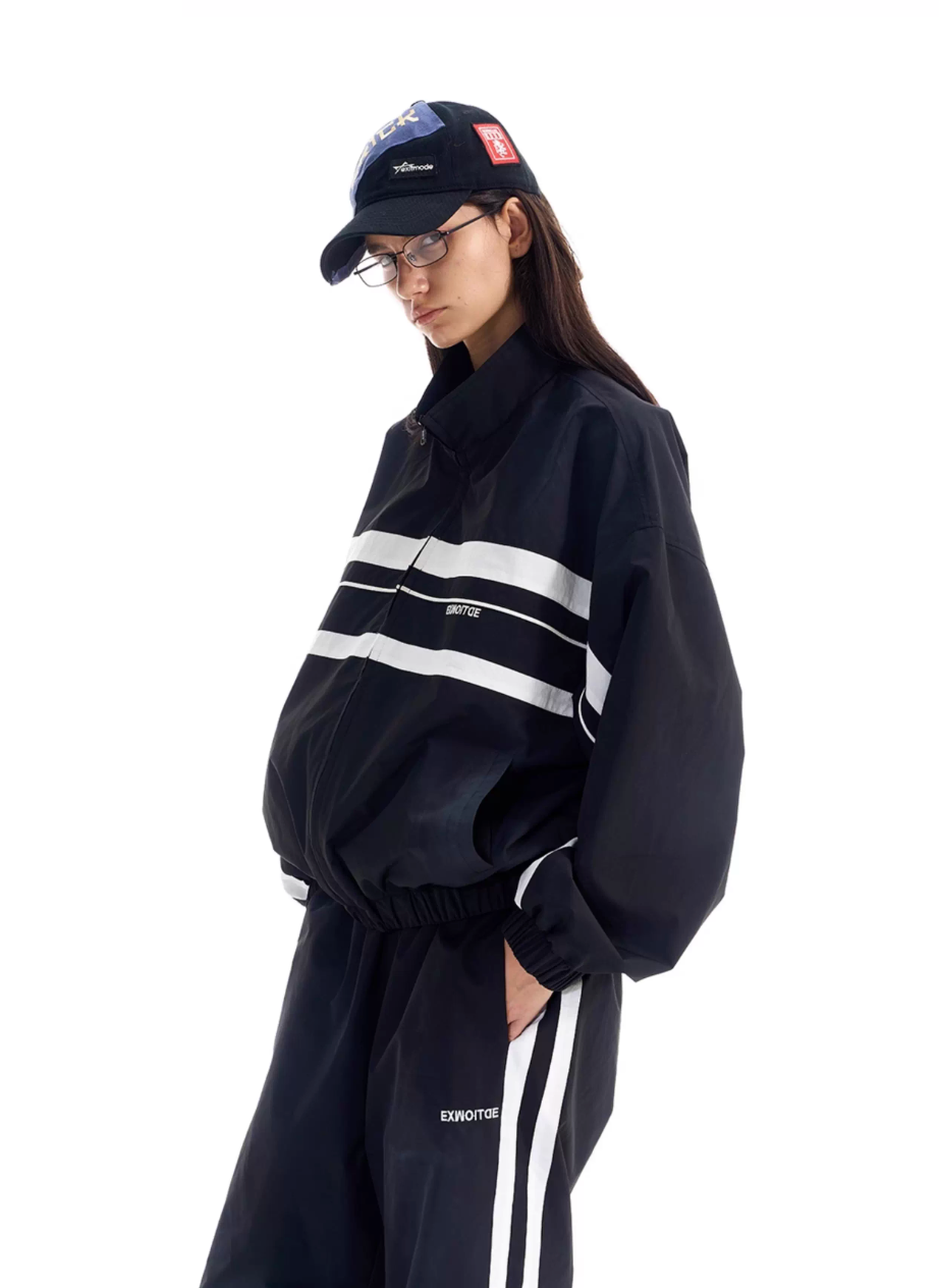 BLIND NO PLAN Color Block Windproof Sport Track Jacket | Face 3 Face