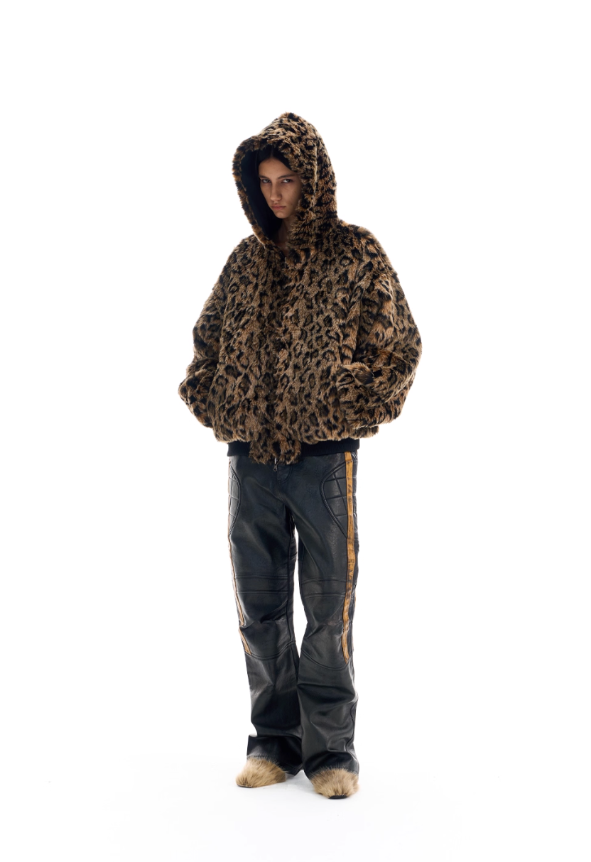 BLIND NO PLAN Reversible Leopard Fur Padded Bomber Jacket | Face 3 Face