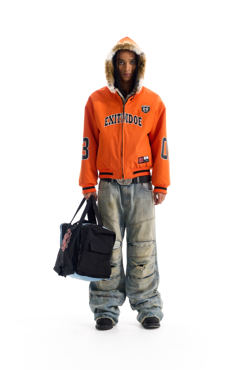 BLIND NO PLAN Reversible Leopard Fur Padded Bomber Jacket | Face 3 Face