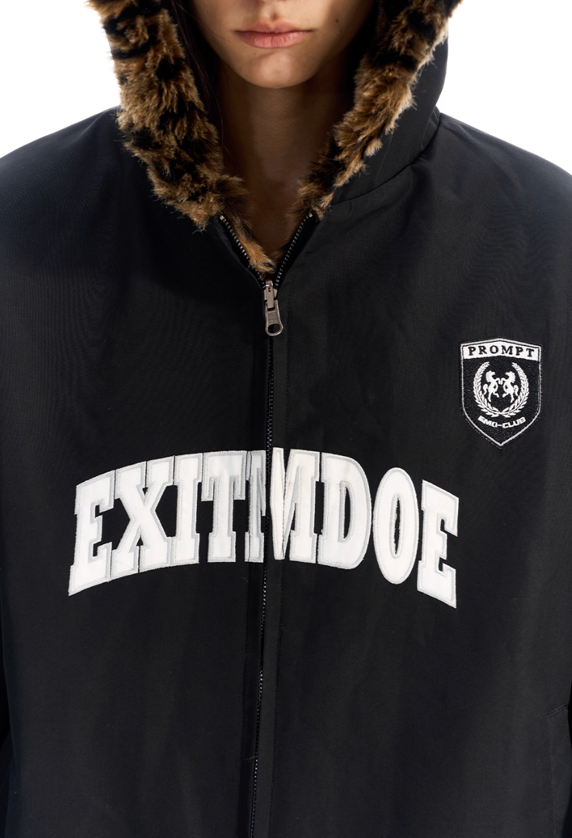 BLIND NO PLAN Reversible Leopard Fur Padded Bomber Jacket | Face 3 Face