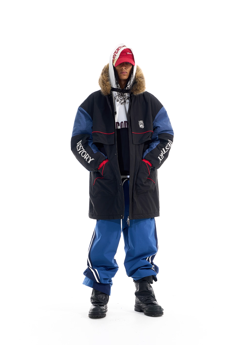 BLIND NO PLAN Color Block Fur Collar Coat | Face 3 Face