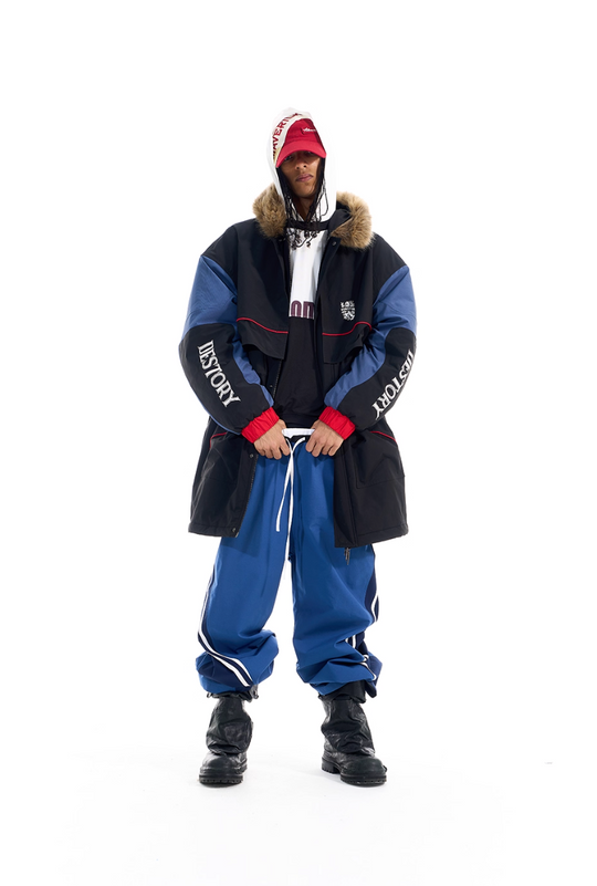 BLIND NO PLAN Color Block Fur Collar Coat | Face 3 Face