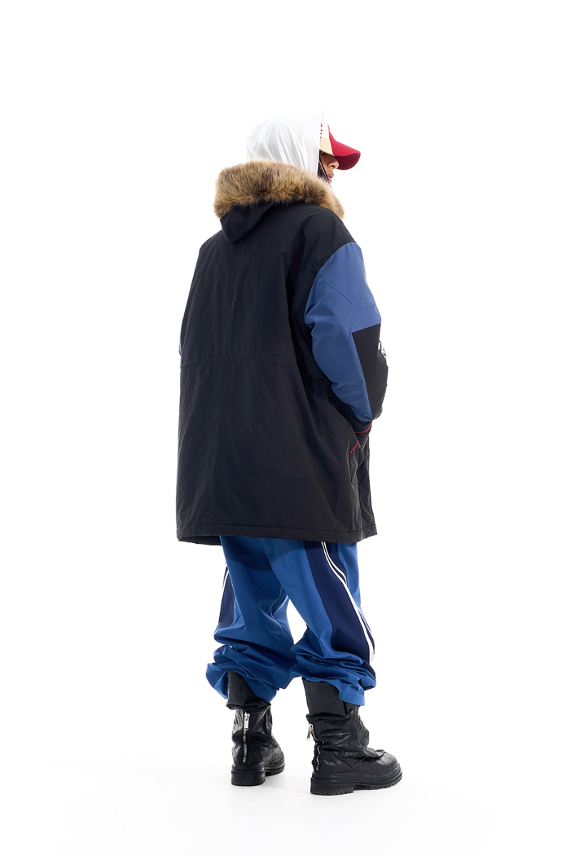 BLIND NO PLAN Color Block Fur Collar Coat | Face 3 Face
