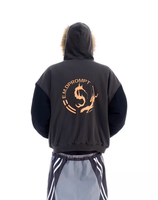 BLIND NO PLAN Color Block Fur Hood Padded Jacket | Face 3 Face