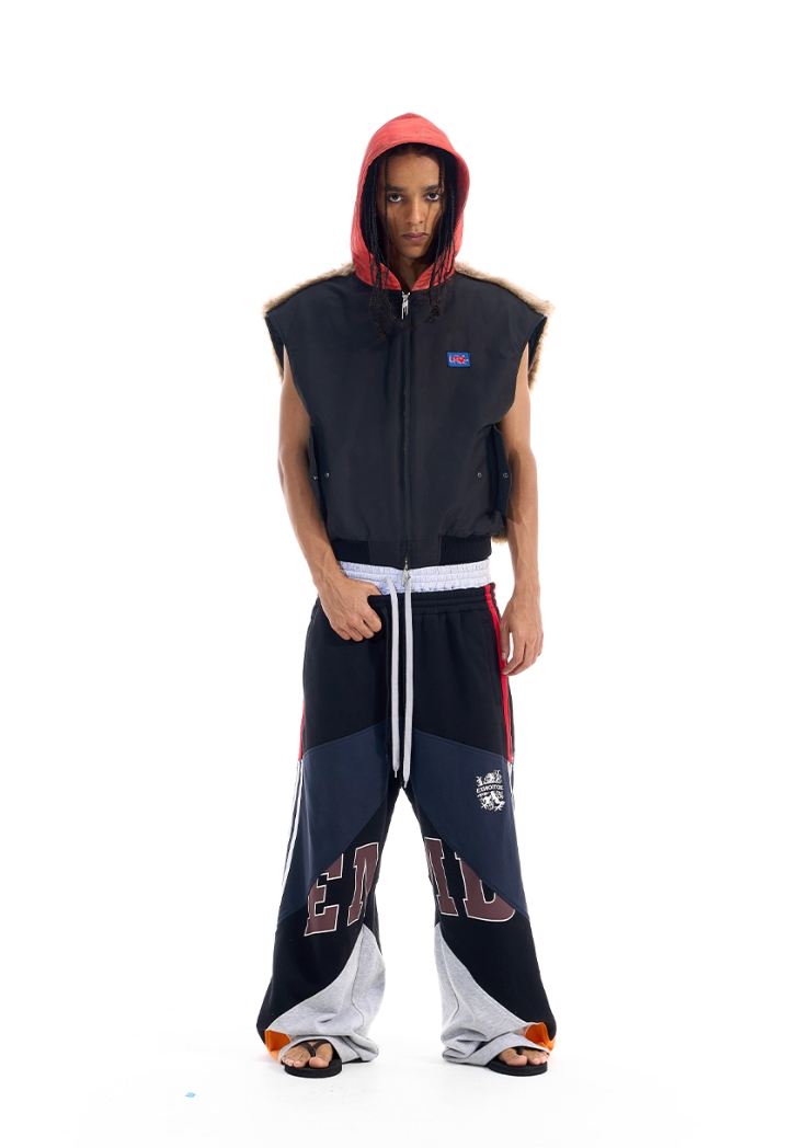 BLIND NO PLAN Patchwork Fur Hooded Vest | Face 3 Face