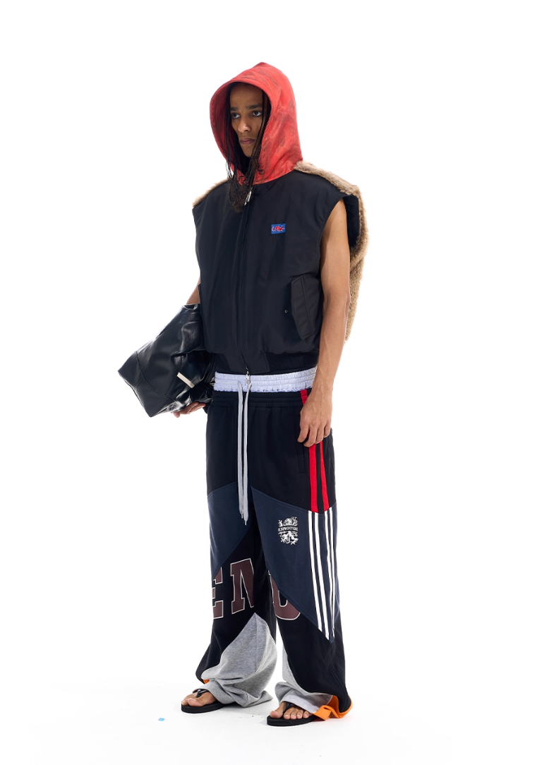 BLIND NO PLAN Patchwork Fur Hooded Vest | Face 3 Face