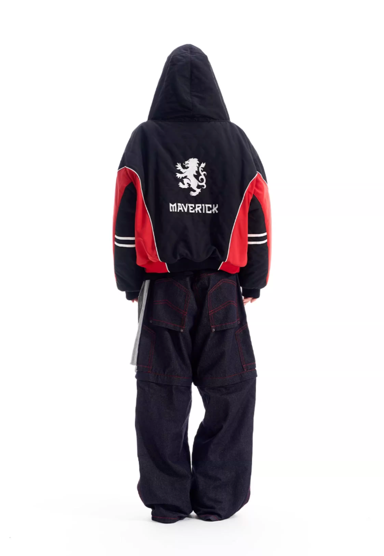 BLIND NO PLAN Quilted Color Block Hooded Bomber Jacket | Face 3 Face