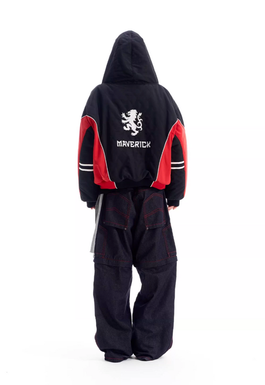 BLIND NO PLAN Quilted Color Block Hooded Bomber Jacket | Face 3 Face