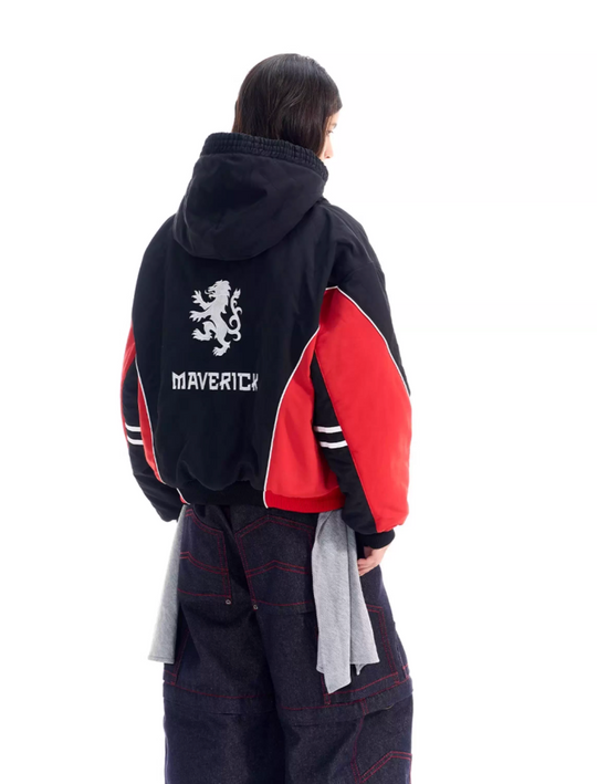 BLIND NO PLAN Quilted Color Block Hooded Bomber Jacket | Face 3 Face