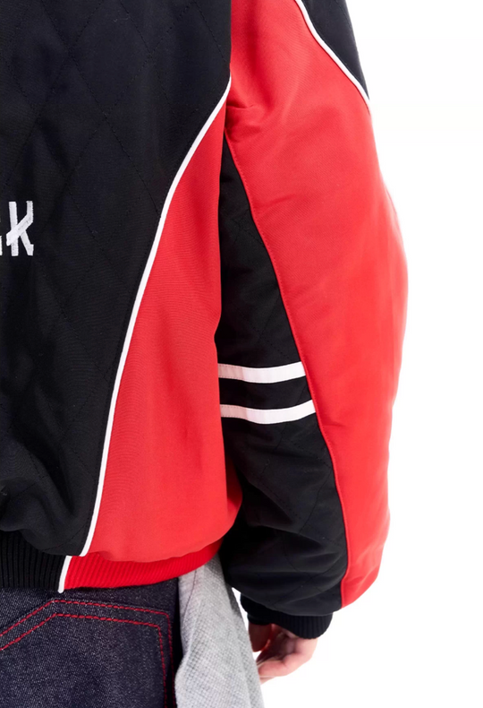 BLIND NO PLAN Quilted Color Block Hooded Bomber Jacket | Face 3 Face