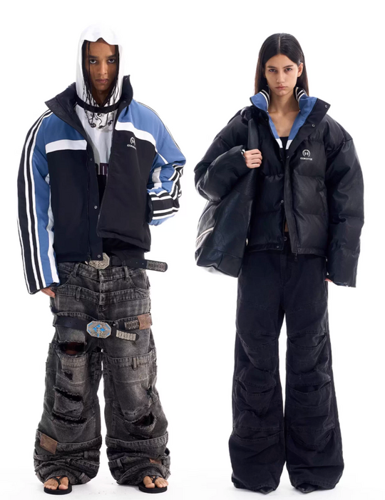 BLIND NO PLAN Reversible Sports Puffer Jacket | Face 3 Face