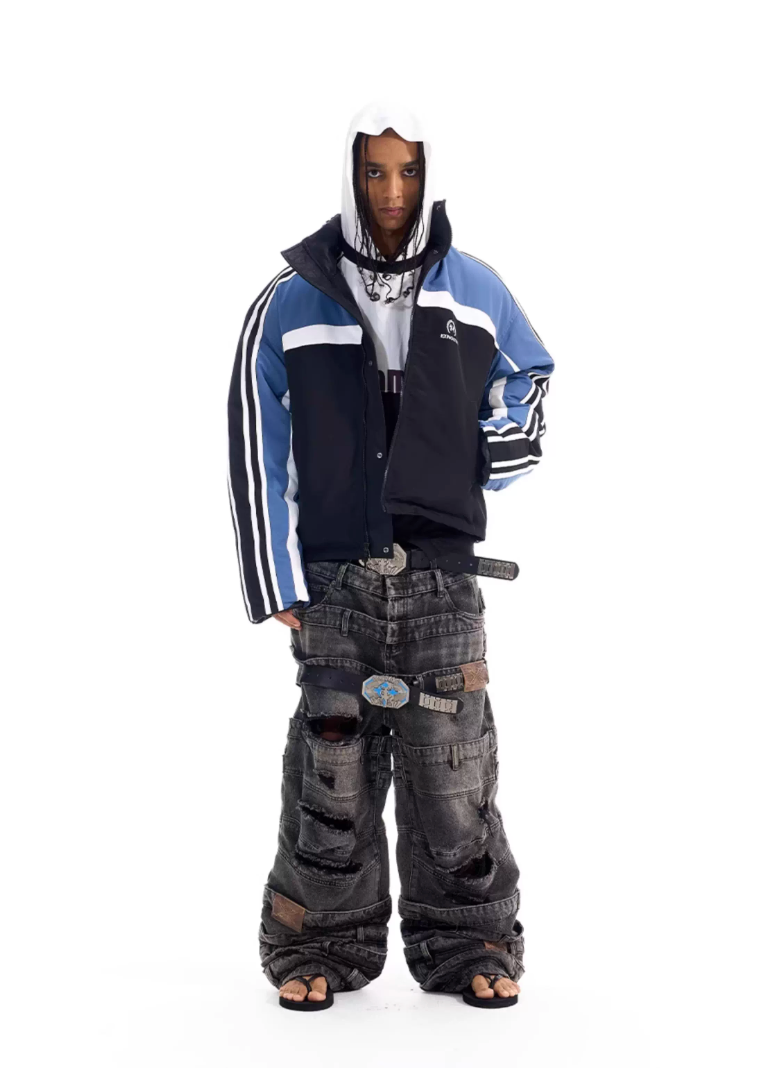 BLIND NO PLAN Reversible Sports Puffer Jacket | Face 3 Face