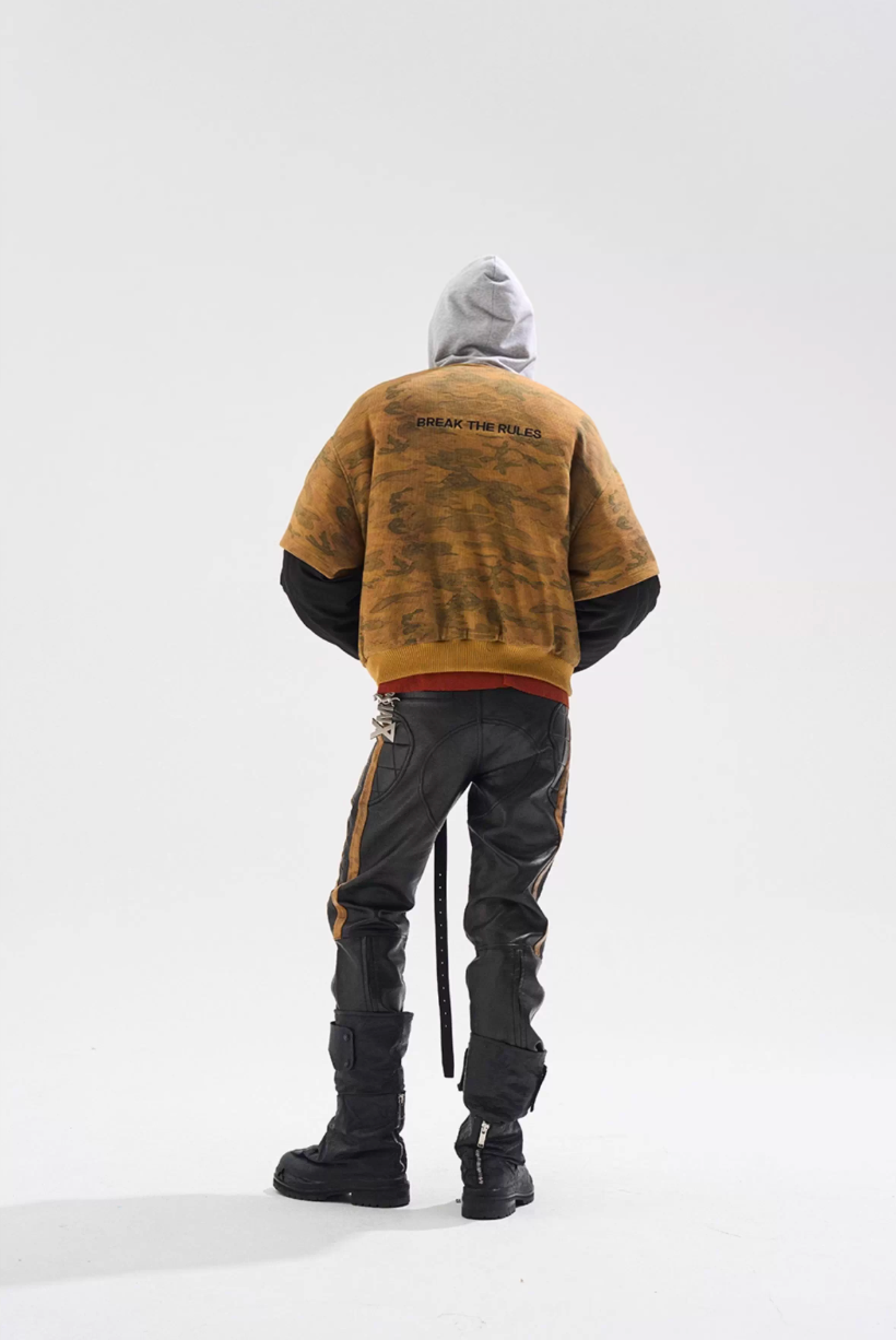 BLIND NO PLAN Reconstructed Patchwork Camouflage Padded MA-1 Jacket | Face 3 Face