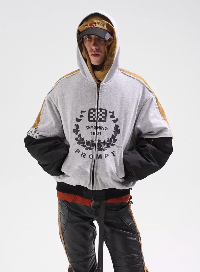 BLIND NO PLAN Reconstructed Patchwork Camouflage Padded MA-1 Jacket | Face 3 Face