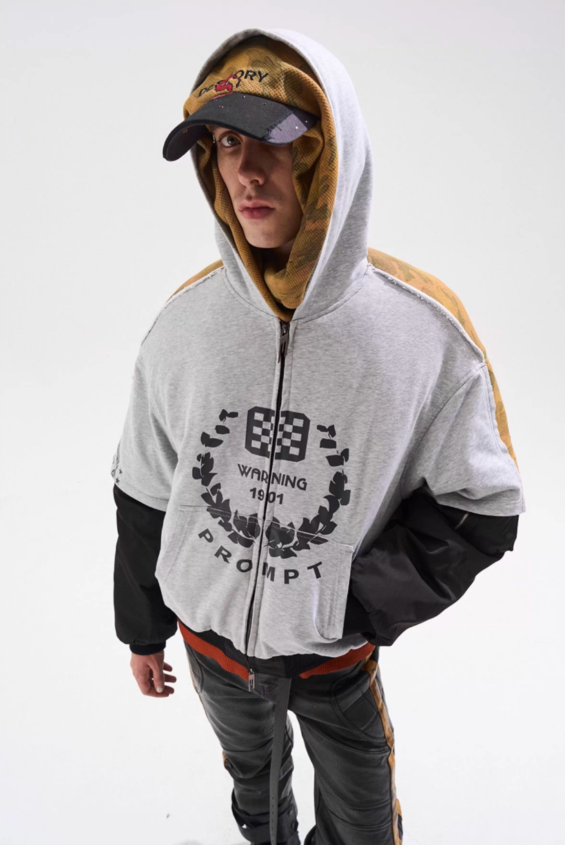 BLIND NO PLAN Reconstructed Patchwork Camouflage Padded MA-1 Jacket | Face 3 Face