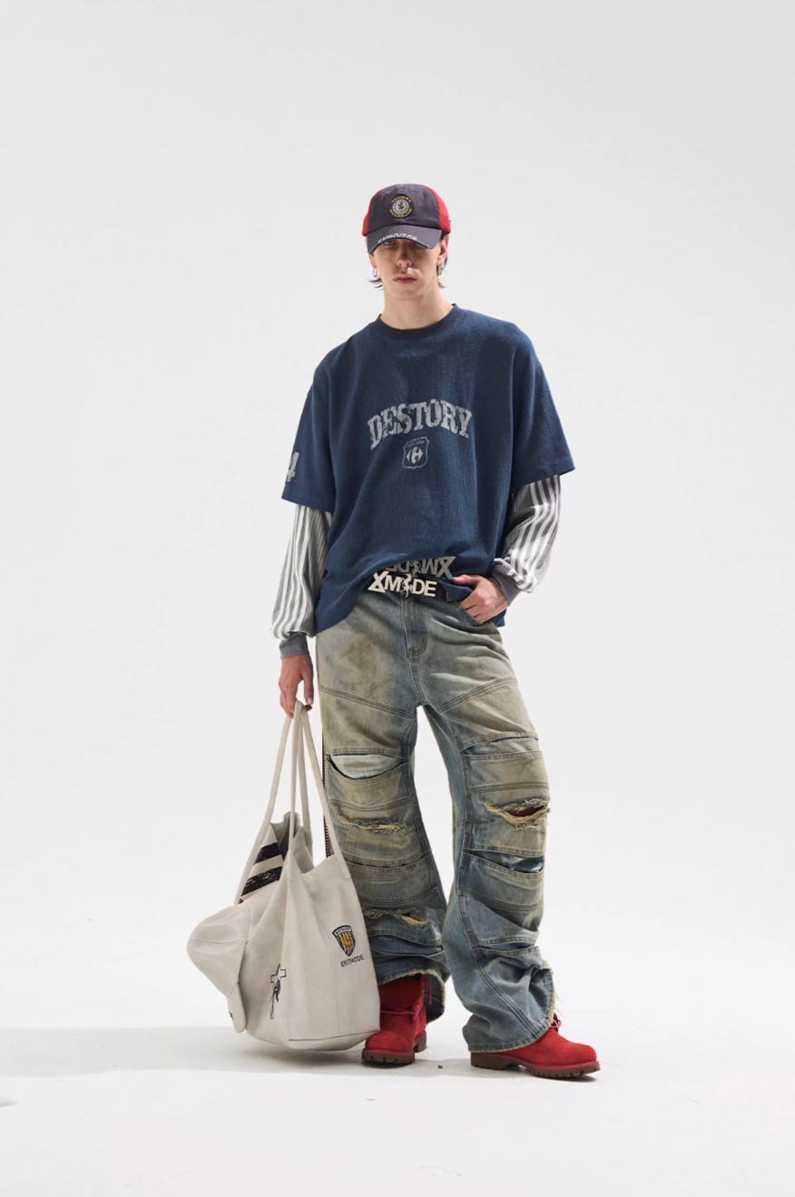 BLIND NO PLAN Layered Waffle and Jersey Long Sleeve Tee | Face 3 Face